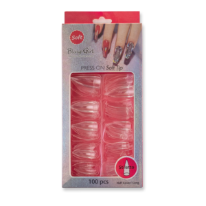 BG-29 Stiletto Half Cover Press On Soft Tips 100 pcs Clear