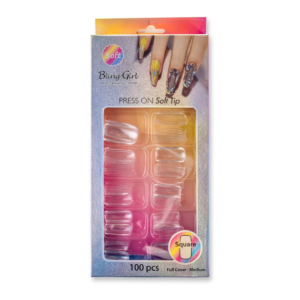 BG-01 Square Full Cover Press On Soft Tips 100 pcs Clear